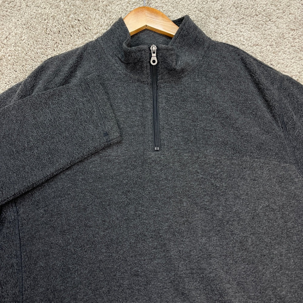 Croft Barrow Pullover Mens Large Charcoal Gray Long Sleeve Fleece 1/4 Zip EUC